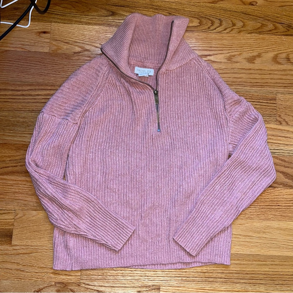 Rachel Zoe quarter zip dusty pink sweater size XS